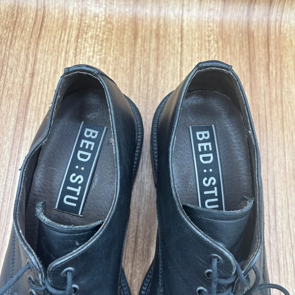 Bed Stu 90's Leather Oxford‎ Shoes Mens Black Size 10 Chunky Derby Lace Up